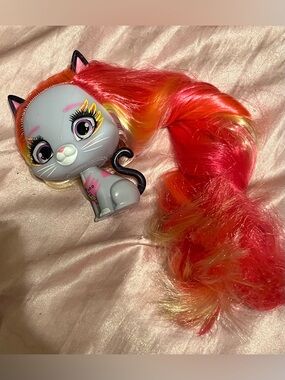 VIP Pets Kitty Cat Doll Long Neon Hair Gray Cat Hair Surprise Toy Loose